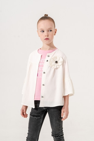 Kız Çocuk Çiçek Gömlekli İkili Kız Takım 3127 Ekru