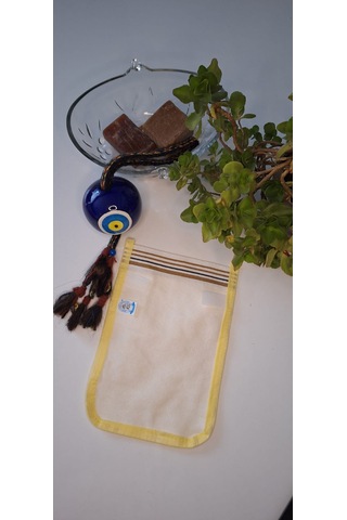 Eker-konfor Sarı Biyeli Cırtlı Kese-cırt Cırt Yapı-banyo Kesesi