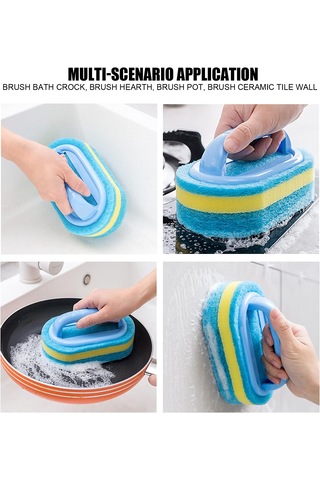 Dayanıklı Sünger Fırça 3 Katlı Lavabo Mutfak Banyo Bulaşık Yıkama Fırçası