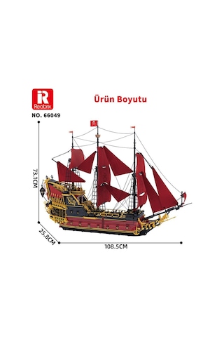 Reobrix 66049 Kraliçe Anne'nin İntikamı Gemi Yaratıcı Yapı Blok Seti Building Blocks Revenge Sailing Ship - 5666 Parça