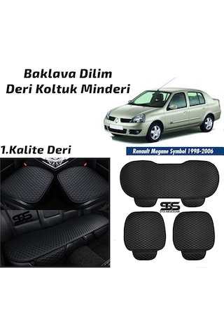Renault Clio 2 1998-2006 Siyah Deri Oto Koltuk Minderleri