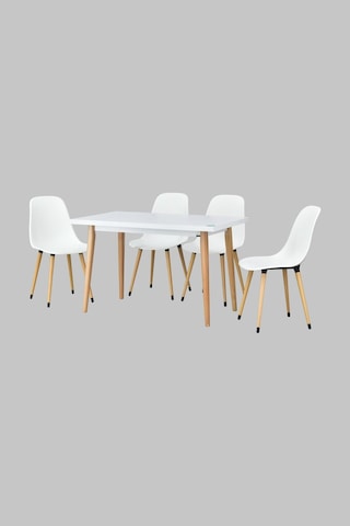 Vilinze Eames Sandalye Avanos Ahşap Mdf Mutfak Masası Takımı - 70x120 Cm Beyaz