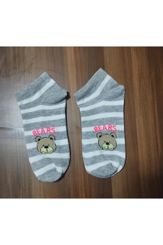 Efemicgiyimstore Bayan Tedy Ayıcık Desenli Ekonomik Bilek Boy Çorap 12'li Paket Çok Renkli