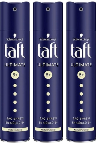 Schwarzkopf Taft Ultimate 5+ Kristal Parlaklığı Saç Spreyi 3 x 250 ML