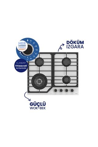 Flowart Digital Asimetrik QBL63CB+NT026-WFA+D081-SA Beyaz Cam Ankastre Set