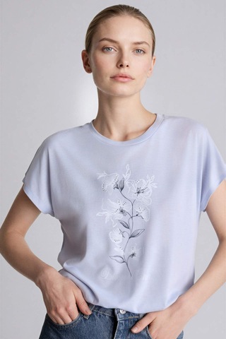 Defacto Baskılı Mavi Kadın T-shirt H2453ax/be216