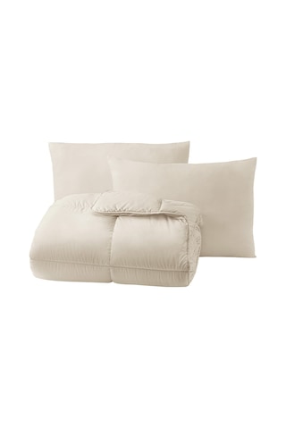 Yataş Bedding Macaron Çift Kişilik Yorgan - Yastık Set - Krem