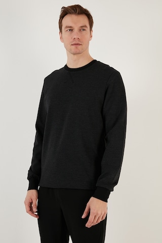 Buratti Çizgili Pamuklu Bisiklet Yaka Erkek Sweat 5905241 Siyah