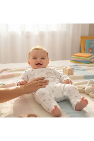 Sebi Bebe Kruvaze Geyikli Patiksiz Tulum 1143 Ekru