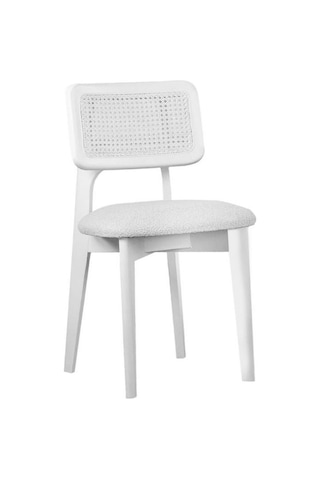 Zeus Hazeranlı Ahşap Bohem Sandalye Beyaz