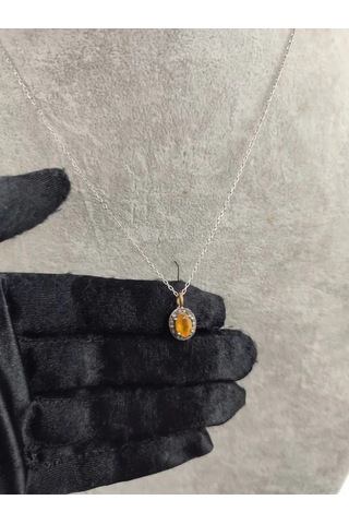 Kalsedon Elmas Kolye 240 Gümüş