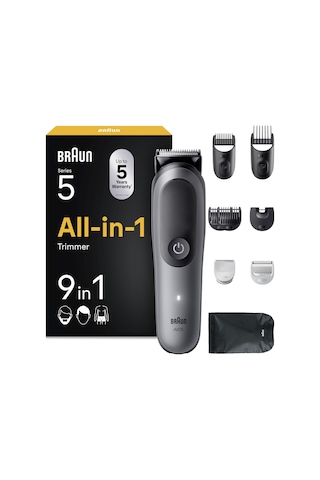 Braun Multigroom All-in-one Series 5, 9'u 1 Arada Kırpma Seti 5, Aıo5545, Gri - Sakal Kesme Makinesi, Saç Kesme Makinesi, Yüz, Baş Ve Vücut İçin Saç Kesme Makinesi, 14 Boy, 120 Min. Pil, Su Geçirmez