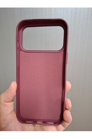 Apple Uyumlu iPhone 17 Pro Max Logolu İçi Kadife Silikon Lansman Kılıf Bordo