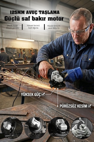 Assur ASR354 750 W 125 MM Avuç Taşlama Spiral Siyah