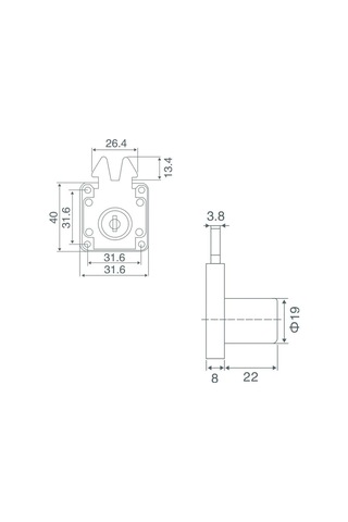 Canex Sürgülü Çekmece Kilidi 22 Mm 10 Adet