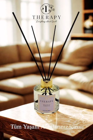 Therapy Smell, Angels Grace - Lüks Çubuklu Oda Kokusu / 120 Ml / Extra Clear Silindir Cam Şişe / Metal Altın Kapak Fresh