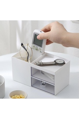 Unimarket Nordic Stil Çok Fonksiyonlu Plastik Kalem Tutucu Masası Organizatör Kozmetik Saklama Kutusu Masaüstü Çekmece Depolama Sundries Organizatör Saklama Kutuları Ve Bidon M3y88l