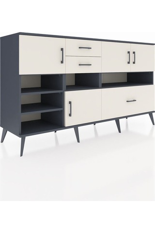 Hyperion Konsol 7 Raflı 3 Çekmeceli 4 Kapaklı 176x44x99 Antrasit- Antrasit-aytaşı