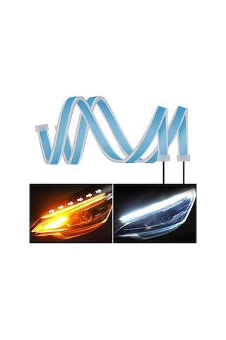 Far Üstü Sinyal Pixel Kayan Led 60 Cm Çift Beyaz+sarı