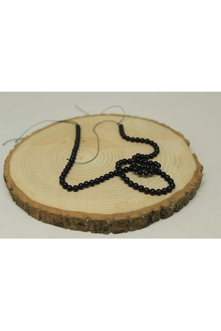 Shungite (Şungit) Taşı Yarım Dizi 4 MM 18 CM Gümüş