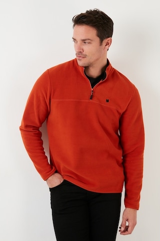 Buratti Slim Fit Anti-Pilling Tüylenme Yapmayan Bato Yaka Kışlık Şardonlu Erkek Polar 5906001 Orange