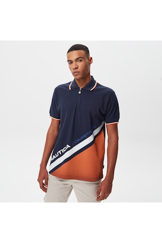 Nautica Erkek Lacivert Classic Fit Kısa Kollu Polo Renk Bloklu K35428t Lacivert