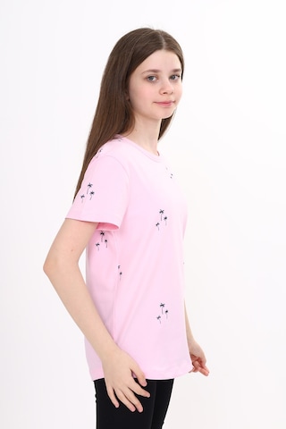 Toontoy Kids Toontoy Kız Çocuk Palmiye Baskılı Tişört Açık Pembe