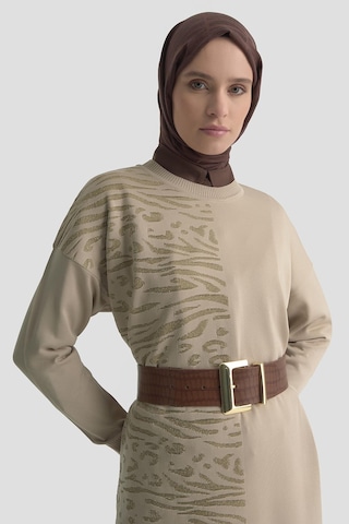 Armine Leopar Desen Triko Tunik 25ktd4116 Bej Bej