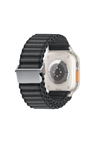 Ekılıf - İos Watch 10 46mm Uyumlu - Kordon Naylon Kumaş Hasır Örgülü Kordon Krd-123 - Beyaz