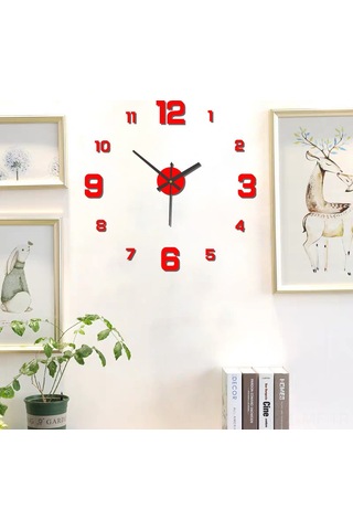 Mufunye Akrilik 3d Gölgeli Duvar Saati, Işıklı Dijital Saat, Ev Dekoru İçin Delme Yok Dıy Montaj, Altın Renk, 80-130 Cm Renkli