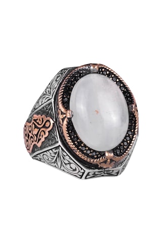 El Yapımı Cabochon Ay Taşı Yüzük - Sakin 925k Katı Gümüş Erkek Yüzüğü, Şeffaflık Ve Sakin Tasarım Gümüş