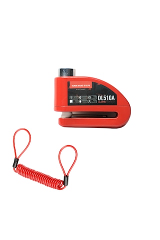 Knmaster Dl510a 10 Mm Alarmlı Disk Kilidi Hatırlatma Kablosu Ve Taşıma Çantası  Kırmızı Kırmızı