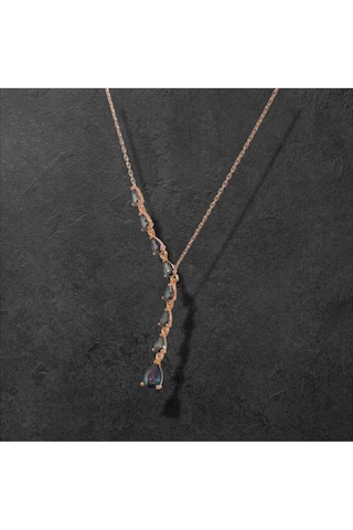 Damla Kesim Mistik Topaz Taşlı 925 Ayar Gümüş Y Kolye Işıltılı Ve Zarif Tasarım Gümüş