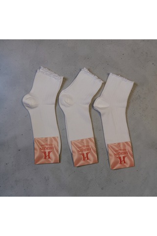 Heren Socks Heren Lastik Fırfırlı 3'lü Kadın Çorap , Fitilli Fırfırlı Kolej Boy Beyaz