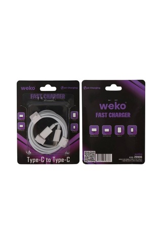 Weko Wk-29906 Beyaz 1 Metre Type-c To Type-c Şarj - Data Aktarım Kablosu Standart