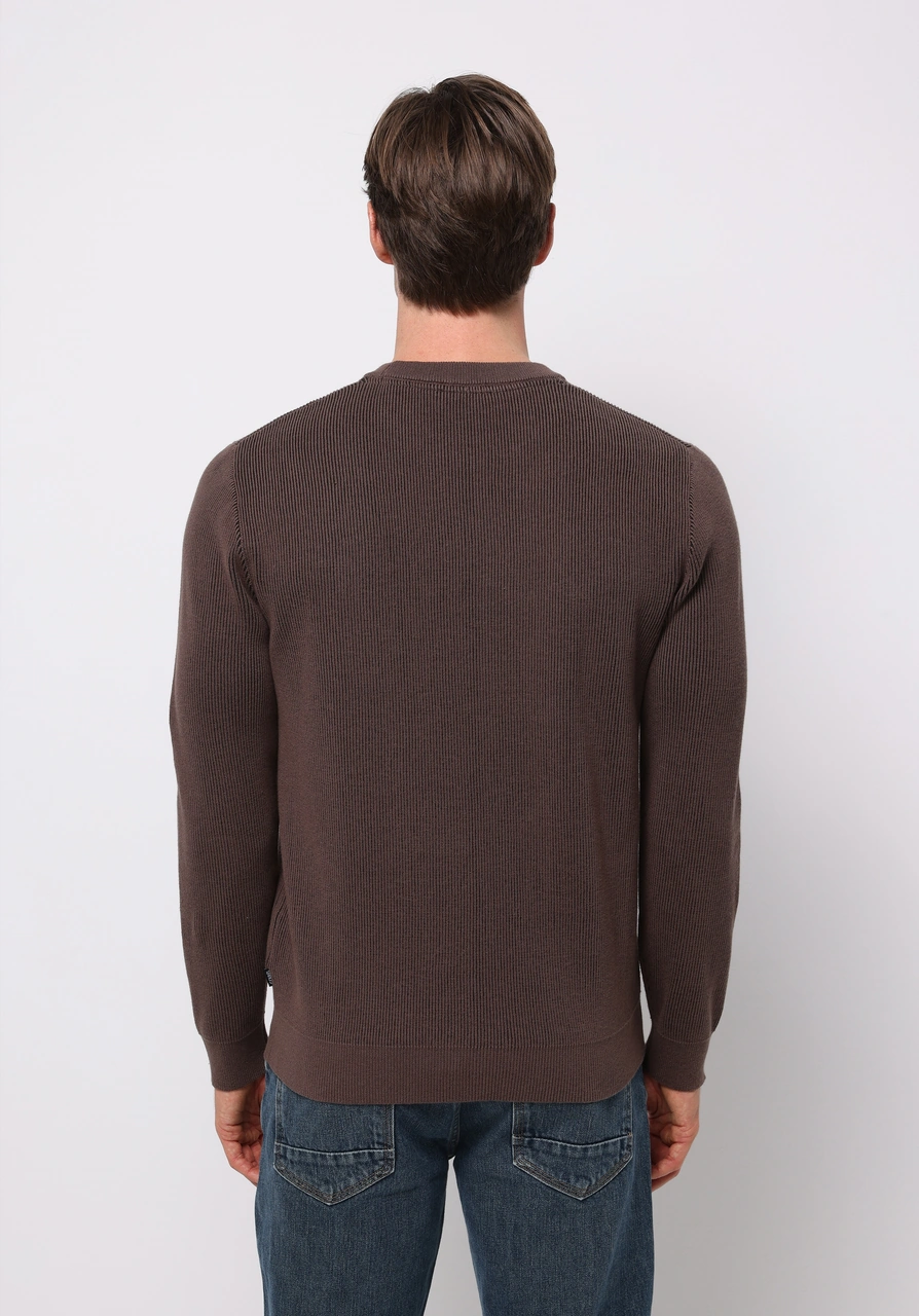 Colins Regular Fit Yuvarlak Yaka Jakarlı Erkek Kahverengi Kazak Cl1076739 Q1.v2 Brw Kahverengi