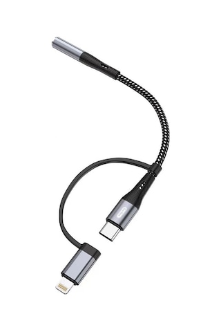 Go-des Gd-uc173 3.5mm Jack Girişli Type-c Ve Lightning 2in1 Ses Kablosu Siyah