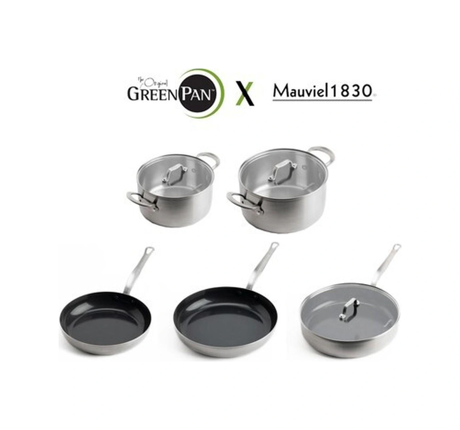 Greenpan X Mauviel La Collection 8 Parça Tencere Seti Limited Editon Bakır - Siyah