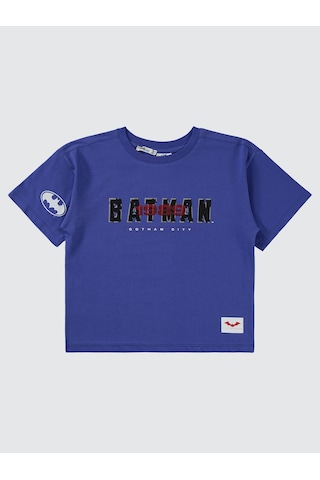 Batman Erkek Çocuk Tişört 6-9 Yaş Saks Saks Mavisi