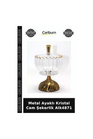 Metal Ayaklı Kristal Cam Şekerlik Salon Aksesuarı Çeyiz Ürünü Ev Hediyesi Diğer