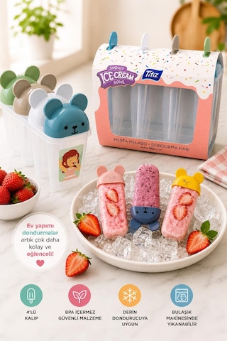 Snowy Bear Dondurma Kalıbı 4 Lü Bpa Free Ev Yapımı Dondurma Ve Buz Kalıbı Çok Renkli