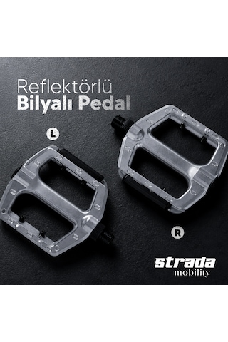Strada Alüminyum Bilyalı Reflektörlü Bisiklet Pedalı