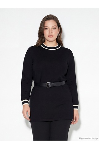 Lcwaıkıkı Classic Siyah Dik Yaka Soft Touch Kadın Sweatshirt Tunik