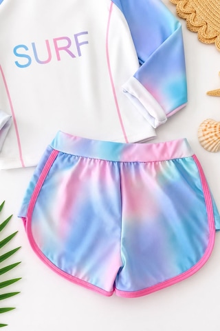 Minigimin Cicileri Surf Pastel Batik Desenli Kız Çocuk Mayo Takımı - Turkuaz