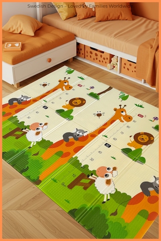 Safari Walk Çift Taraflı Katlanabilir Oyun Halısı Ve Matı Premium Seri Taşıma Çantalı-180x120