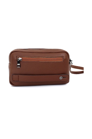 Erkek Taba Renk Lüks El Ve Bileklik Kemerli Portföy El Çantası Taba