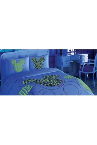 Taç Mickey Love Glow Lisanslı Çift Kişilik Nevresim Takımı Çok Renkli