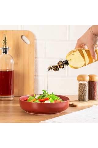 Porsima 3890 Gold Sızdırmaz Kapaklı Cam 2 Li Yağlık Sirkelik Yağdanlık Seti 500+500 Ml Şeffaf-gold