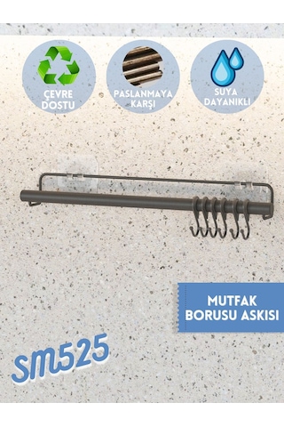 Suntel Yapışkanlı Mutfak Askısı, Kepçe Askısı Banyo Havlu Askısı,çok Amaçlı Askı Siyah