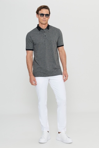 AC&Co / Altınyıldız Classics Erkek Sıyah Pamuklu Comfort Fit Rahat Kesim Polo Yaka Jakarlı Tişört Siyah